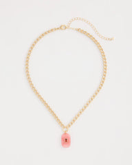 Chico's Coral Agate Short Pendant Necklace