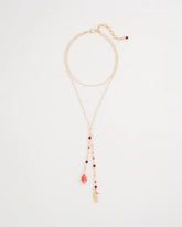 Chico's Coral Genuine Stone Y-Pendant Necklace