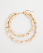 Chico's White Beaded Double-Strand Necklace