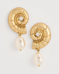 Chico's Goldtone Spiral Shell Earrings