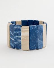 Chico's Blue-Neutral Wood Stretch Bracelet