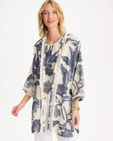 Chico's Cotton Jacquard Fringed Kimono