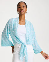 Chico's Georgette Tie-Front Chevron Kimono