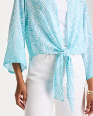 Chico's Georgette Tie-Front Chevron Kimono