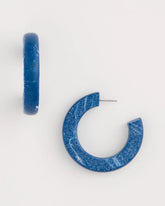 Chico's Blue-Neutral Wood Hoop Earrings
