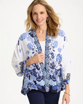 Chico's Woven Faux Silk Printed Kimono
