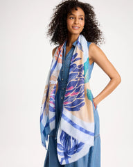 Chico's Coral Motif Oblong Scarf