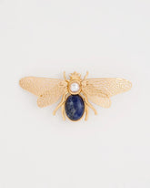 Chico's Sodalite Stone Pearl Bee Brooch