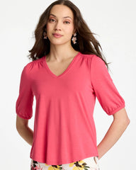 Chico's Shirred Elbow Sleeve Tee