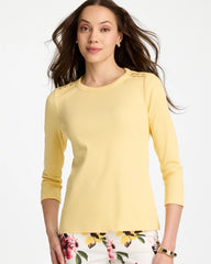 Chico's Ribbed Button Crewneck Tee