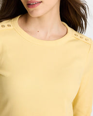 Chico's Ribbed Button Crewneck Tee