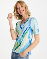 Chico's Printed Pima V-Neck Tee