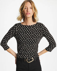 Chico's Polka Dot Pima 3/4 Sleeve Tee