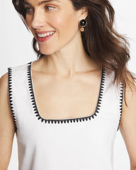 Chico's Blanket Stitch Contour Cotton™ Square Neck Tank
