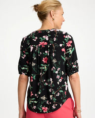 Chico's Kyoto Shirred Elbow Sleeve Tee