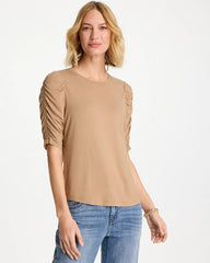 Chico's Touch of Cool™ Ruched Sleeve Knit Tee