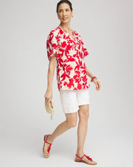 Chico's Floral Linen Popover Shirt