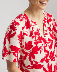 Chico's Floral Linen Popover Shirt