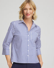 Chico's Stripe Mixing Poplin Shirt