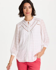 Chico's Cutwork Trim Chiffon Blouse