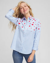 Chico's V-Day Striped Poplin Shirt