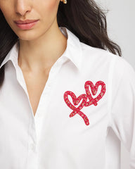 Chico's Crystal Heart Poplin Shirt