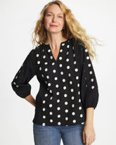 Chico's Textured Polka Dot Blouse