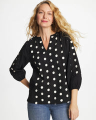 Chico's Textured Polka Dot Blouse