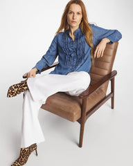 Chico's Tencel Ruffle Front Shirt