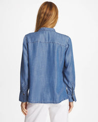 Chico's Tencel Ruffle Front Shirt