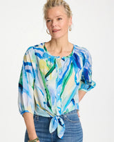Chico's Printed Tie-Front Top