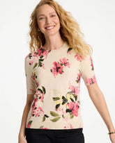 Chico's Ella Crewneck Floral Pullover Sweater