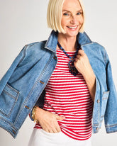 Chico's Denim Cropped Trucker Jacket