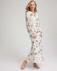 Chico's Floral Embroidered Crinkle Maxi Skirt