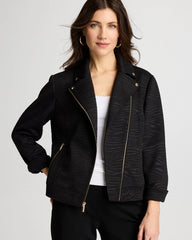 Chico's Embossed Knit Moto Jacket