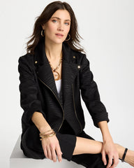 Chico's Embossed Knit Moto Jacket