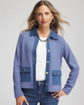 Chico's Denim Colorblock Marl Shirt Jacket