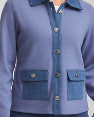 Chico's Denim Colorblock Marl Shirt Jacket