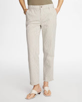 Chico's Stripe Girlfriend Straight Ankle Jeans