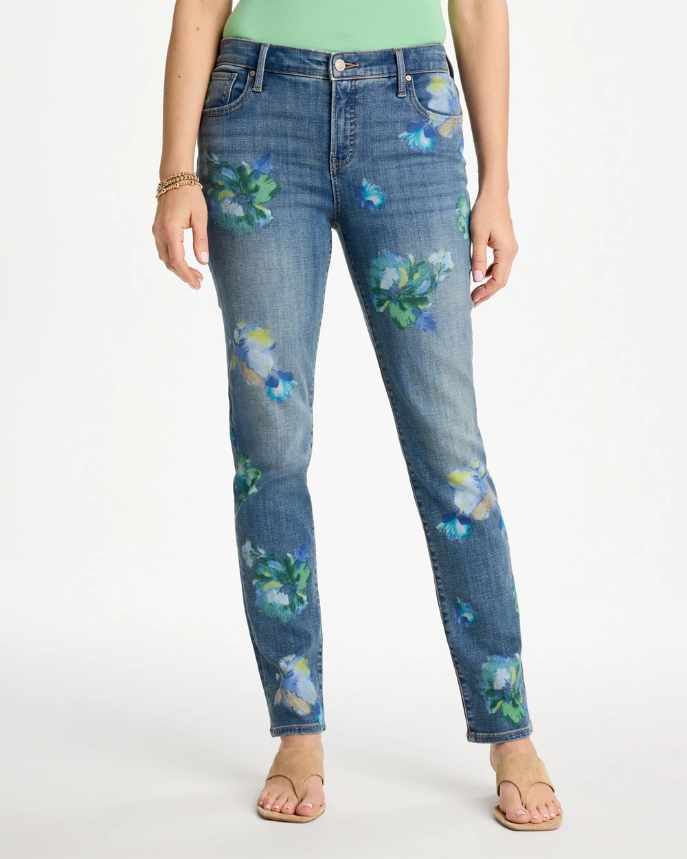 Chico's Girlfriend Slim Floral Ankle Jeans