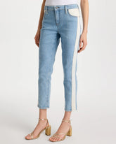 Chico's Girlfriend Ticking Stripe Crop Jeans