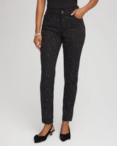 Chico's Stone Embellished Girlfriend Slim Ankle Jeans