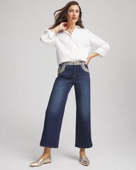 Chico's Girlfriend Cropped Colorblock Wide-Leg Jeans