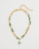 Chico's Aventurine Stone Pendant Necklace