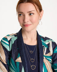 Chico's Mixed Metal Triple Circle Pendant Necklace