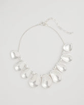 Chico's Shiny Silvertone Bib Necklace