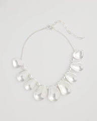 Chico's Shiny Silvertone Bib Necklace