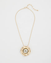 Chico's Green Gold Short Pendant Necklace