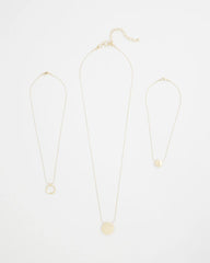 Chico's Gold Triple Pendant Necklace