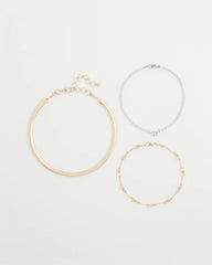 Chico's Mixed Metal Link Triple-Strand Necklace